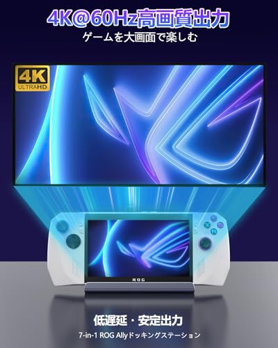 【2025新設計】ROG XBOX Ally X/Legion Go/Steam Deck OLED/MSI Claw/Switchドック 7-in-1 USB-C ハブドッキングステーション｜HDMI 4K@60Hz・RJ45ギガビットLAN・100W PD急速充電・M.2 SSDベイ(最大2TB)・USB3.0×2/USB2.0×1・アルミ合金筐体・過電流保護｜ゲーム機専用ドック