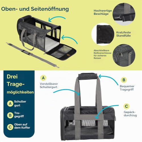 Sherpa Travel Transportbox für Haustiere, von Fluggesellschaften zugelassen, Large, anthrazit