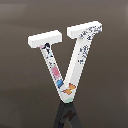 Freeas Weiße Holzbuchstaben 10 cm für Wanddekoration & Basteln (V) – Ansicht 1