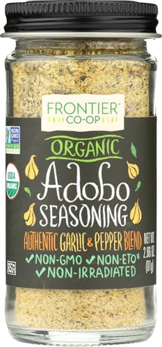 Image of Frontier Co-op Organic Adobo Seasoning, Sea Salt with Organic Garlic, Onion, Black Pepper, Oregano, Bay Leaf, Turmeric | 2.86 Ounce (Pack of 1)