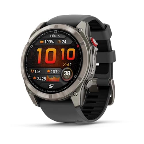 GARMIN Fenix 8 Pro Amoled Premium Multisport GPS Smartwatch | 51 mm, Sapphire lens, Titanium with Graphite/Black Silicone Band with 27 Days of Battery Life | Built Speaker Amoled 51MM Black FENIX 8 PRO