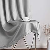 Beauoop Solid Full Blackout Window Curtain Panels 84' Long for Bedroom/Living Room Thermal Weave Light Blocking Nosie Reducing Insulated Drapes Eyelet Top Window Treatment, 2 Panels, 52' W, Light Gray