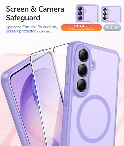 Image of FNTCASE for Samsung Galaxy S26+ Plus Case: [Fit for Magsafe] [Full Camera Protection + Screen Protector] Translucent Matte Military Grade - Shockproof Protective Phone Cover for S26 Plus - Purple