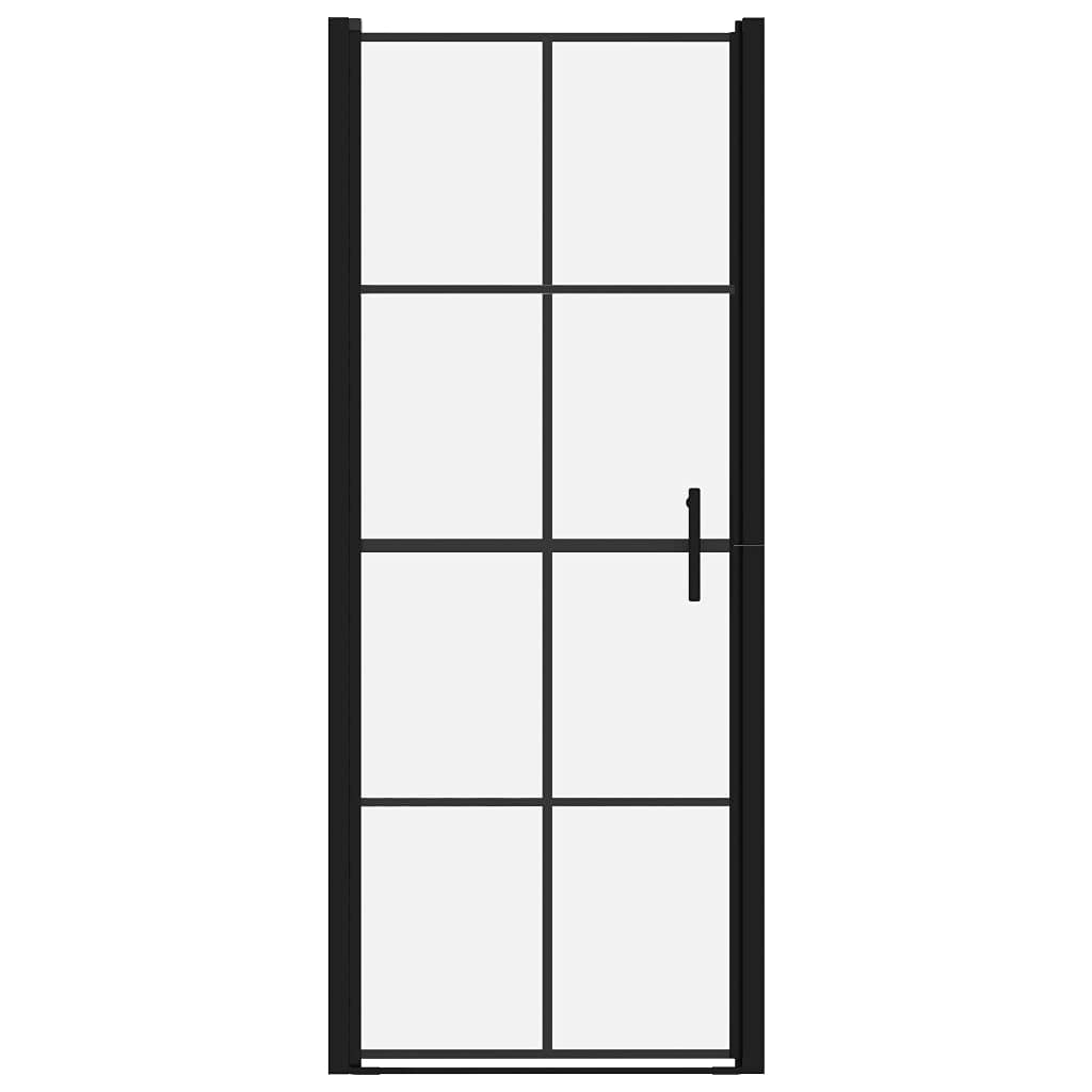 Puerta de ducha industrial con cristal templado de 5 mm, 81 x 195 cm, color negro, marco de aluminio y perfil ajustable para un fácil montaje y limpieza