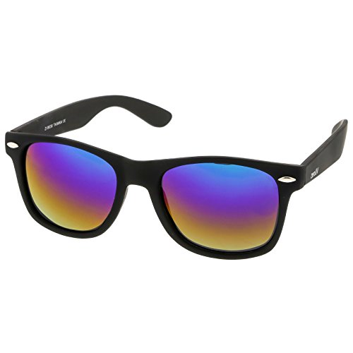 Image of zeroUV - Classic Colored Mirror Lens Square Horn Rimmed Sunglasses for Men Women