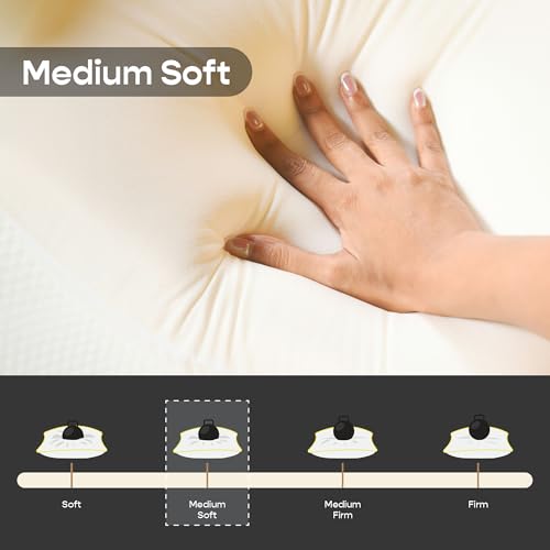 Image of SleepyCat Marshmallow Pillow - Medium Soft with Bamboo Fabric Zipper Cover, Pefect for All Sleepers, White Soft Pillow, 1 Piece (Standard Size, 25x16 inches)
