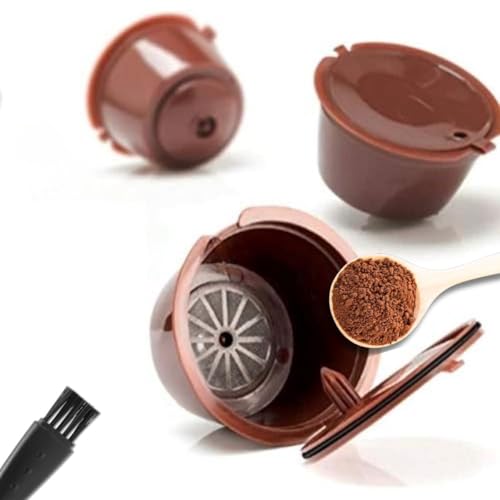 Kit 3 Cápsulas Reutilizáveis Compatíveis com Cafeteiras de Cápsulas + Colher Dosadora e Pincel | Econômicas, Práticas e Fáceis de Limpar-VendeMais