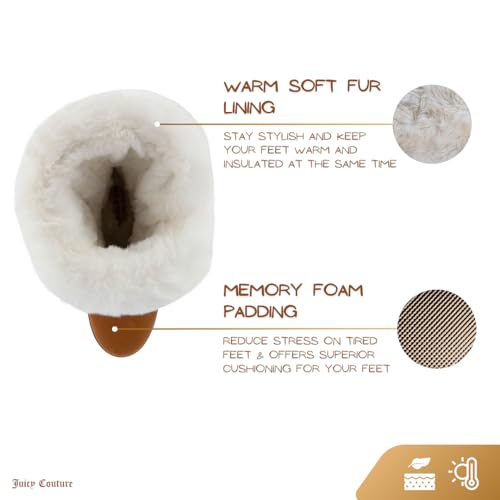 Juicy Couture Women's Slip On Winter Snow Boots Warm & Insulated Fur Lining Comfortable Fashion Booties3