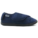 MENS DIABETIC ORTHOPAEDIC SLIPPERS LIGHTWEIGHT COMFORT WINTER WARM EASY CLOSE WIDE FIT SHOES (NAVY, 10, UK Footwear Size System, Adult, Men, Numeric, Medium, 10)