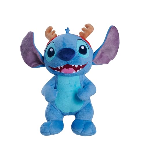 Simba Peluche Stitch Reno 25 cm. Peluche de Stitch con Cuernos de Reno. Suave y Tierno. Edición Especial de Navidad con Licencia Oficial Disney. Apto Desde Primeros Meses (6315870696)