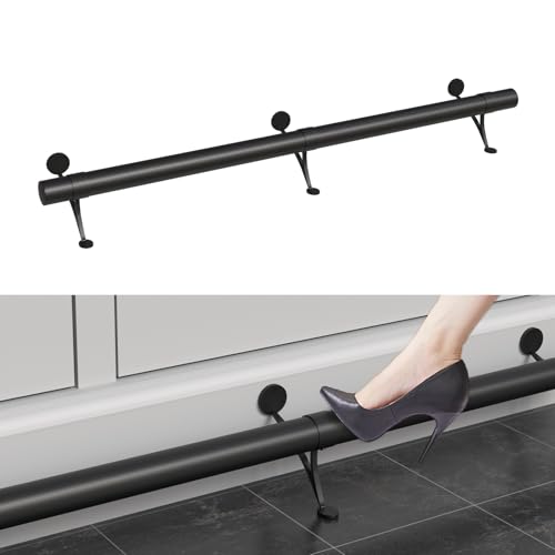 Bar Foot Rail Kit 4ft / 6ft / 8ft - Stainless Steel Complete Floor Standing Bar Foot Rest - Matte Black Foot Rail System with Tubing, Wall Brackets, End Caps & Internal Connector