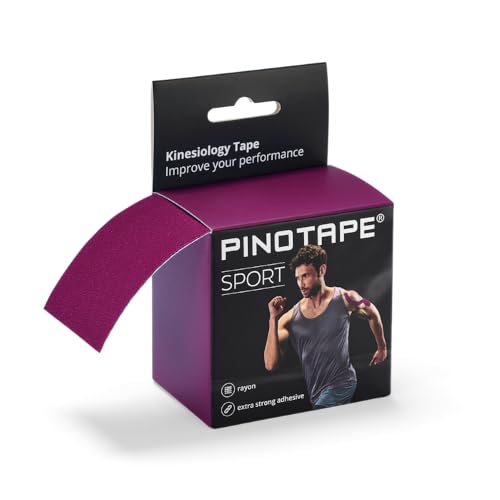 Pinotape Sport Kinesiologie Tape | 5 Meter x 5 cm | Wasserfestes Kinesiotape | Extra Stark | Hochwertiges Elastisches Therapieband für Sport und Therapie | Aubergine (1)