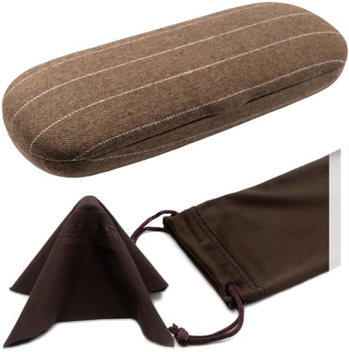 MyEyeglassCase Men Small Glasses case - Eyeglasses Hard Shell Holder Pouch & Cloth-Reading Slim & Narrow Case Heavy Duty