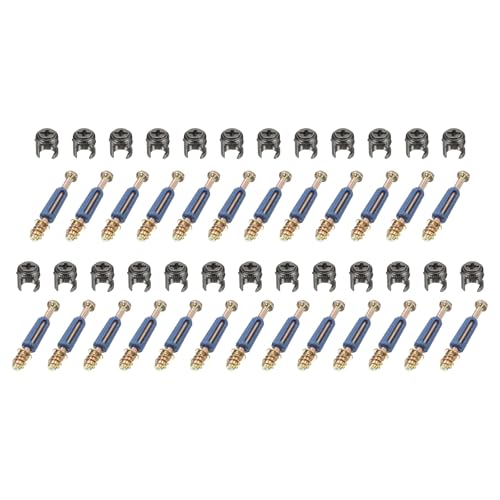QUARKZMAN 25 Jeux De Vis De Blocage De Cam De 10x11.5mm Avec Raccord De Meuble M6x40mm, Goujons De Cam Pour L'Assemblage Par Emboîtement De Tables Et Armoires, Bleu