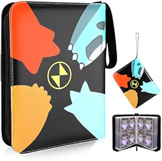 Trading Card Binder 4 Pocket, Aceshop Card Binder for Pokemon Cards with 50 Removable Sleeves, 400 Pockets Zipper Card Binder Holder, Trading Card Case for Baseball and Football Cards for Boy Girl