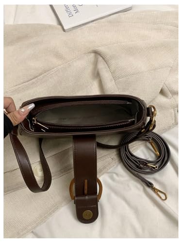 Women's Retro Zipper Suede Shoulder Handbags Top Handle Buckle Underarm Purse3