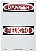 NMC ESD1RB Bilingual OSHA Sign, Legend "DANGER", 10" Length x 14" Height, Rigid Plastic, Black/Red on White