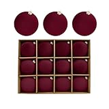 12 Pcs Velvet Christmas Balls, 2.36 Inch Flocked Christmas Tree Ball Hanging Ornaments, Christmas Velvet Balls, Plastic Xmas Balls Ornaments for Christmas Xmas Party Wedding Home Decor (Burgundy)