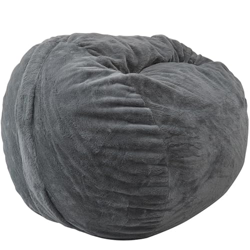 LazySof Puff Cubierta puf Grande Sofá Funda para Sillón Puff (SIN Relleno) Cubierta para Sofá Perezoso de Suave Piel de Conejo Sintética Puf Gigante,Gris,4Ft