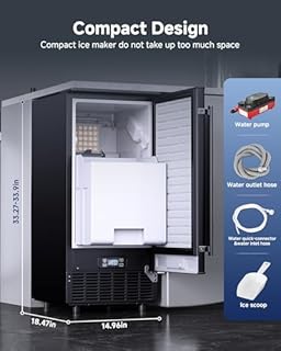 ICEVIVAL Under Counter Ice Maker with Drain Pump, 80Lbs/Day, 24Lbs Storage, Auto Clean, 24H Timer, Built-in Freestanding Ice Machine for Home, Bar, Cafe (Commercial Grade)
