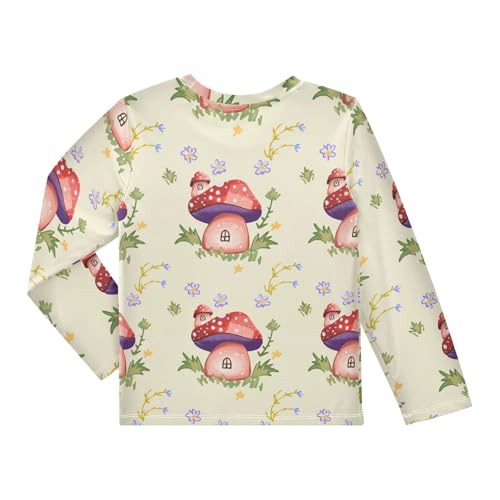 Mushroom House Yellow Boy's Rash Guard Swim Shirt Long Sleeve Sun Shirt for Toddler Kid UPF50+2