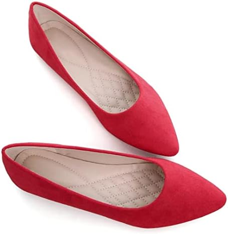 ZTWUTANG Stunner Women Cute Slip-On Ballet Shoes Soft Solid Classic Pointed Toe Flats P Red 41(8.5)