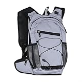 WIIYENA Wasserdichter reflektierender Fahrrad- und Wanderrucksack, 8 l, mit atmungsaktiven Trägern und mehreren Taschen, Outdoor-Sport, Schwarz (Grau)
