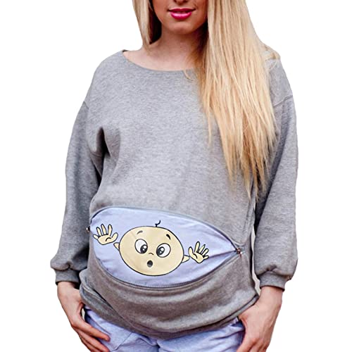 Q.KIM Ropa de Maternidad Mujer Otoño Invierno Sudaderas Ropa premamá Maternity Tops Outwear Cover