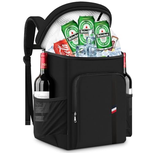 Mochila Bolsa Térmica Cooler Grande para Cerveja e Refri 23L Gelo Praia (Preto)