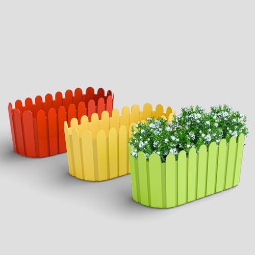 Image of YUCCABE ITALIA SHERA Fence-TRA 14 INCH Plastic Flower Pot Suitable for Inddor Outdoor Kitchen Garden
