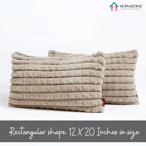 Image of HOMADORN Luxury Plush Fur Reversible Cushion Cover Ultra Soft & Cozy (Pack of 2)