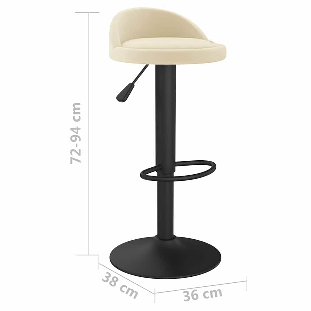 Hothingwell - Taburete de bar, color crema aterciopelado, silla de encimera, regulable en altura con mecanismo de gas, giratorio de 360°, Reposapiés integrado, Base de acero resistente, carga máxima