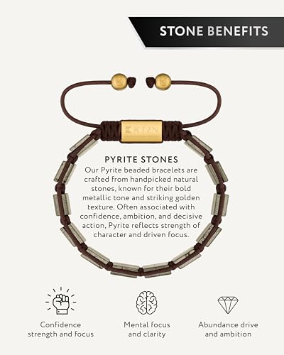 Pulsera de piedra pirita para hombre RTZN ajustable miniatura 4
