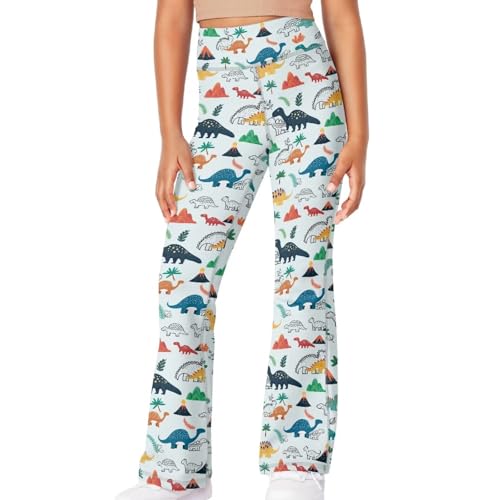 Dinosaur Children's Flared Yoga Pants Stretchable High Waist Long Leggings 2025 Girls Cute Stylish Sweatpants