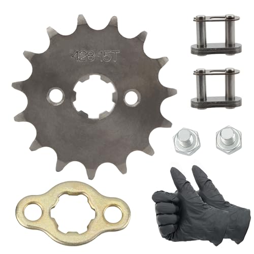 PowerMotor Kit di ricambio per moto 428-15T, 17 mm, kit di ricambio per moto da 50 cc, 70 cc, 110 cc, 125 cc, 150 cc, mini pocket bike, ATV, ciclomotore a 4 ruote, Go Kart