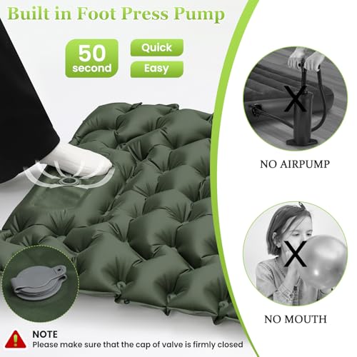 Satisure Wasserdicht Camping Isomatte, Luftmatratze Aufblasbare Camping Matratze mit Pumpe Outdoor, Ultraleicht Luftmatratze, Rucksackreisen, Nackenroll, Kissen, aufblasbare strandmatte 3