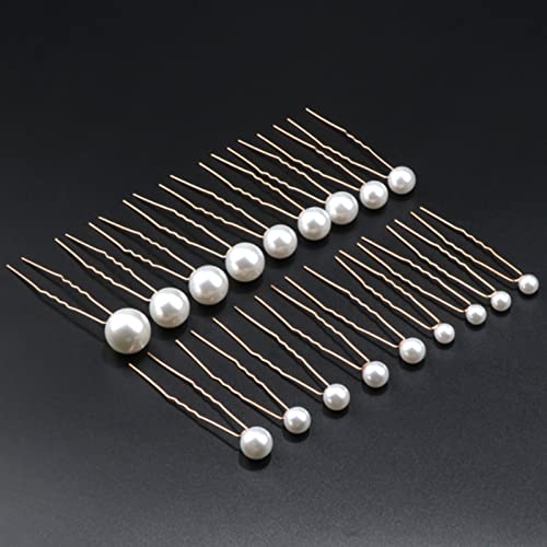 18 Pièces Broche Cheveux Mariage, Bijoux Cheveux Mariage, Mariée Pince a Forme de U, Epingle Cheveux Femme, Épingles à Cheveux Strass Perles pour Mariage, Mariée, Demoiselle D'honneur, Filles, Femmes Cover
