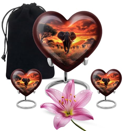 Image of Elephant Urn - Keepsake Funeral Urn for Human Ashes Adult Man - Large Decorative Urns - Little Burial Urns - Combo of 8 Inch & 3 Inch