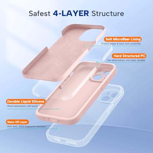 Image of Miracase Compatible with iPhone 15 Plus Case, [Soft Anti-Scratch Microfiber Lining], Liquid Silicone Case Gel Rubber Shockproof Drop Protection Phone Case for iPhone 15 Plus, Pink