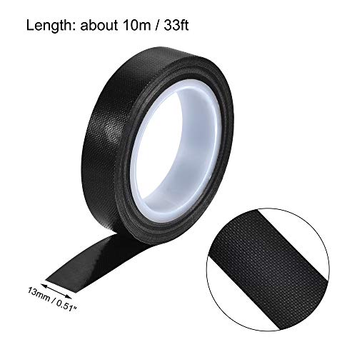 Image of uxcell Heat Resistant Tape High Temperature Heat Transfer Tape PTFE Film Adhesive Tape 13mm Width 10m 33ft Length Black