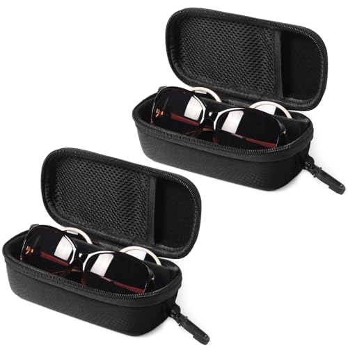 Image of Bukere Double Eyeglasses Case with Adjustable Slots, EVA Hard-shell Travel Dual Glasses Sunglasses Organizer for Men Women