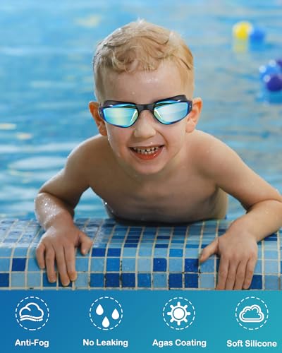Image of Aegend Kids Swim Goggles, Pack of 2 Swimming Goggles for Children Boys & Girls Age 3-14