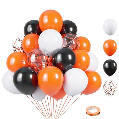 Image of Orange and Black Balloons 60PCS Black and Orange Balloons 12 Inch Halloween Balloons for Halloween Trick or Treat Party Anniversary Graduation