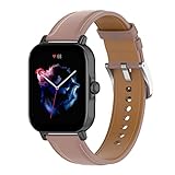 FitTurn Wrist Strap for ZKCREATION Smart Watch Bands, Replacement Leather Watch Band Compatible for ZKCREATION ZI18/ZI70/ZI39H/Z36 Smartwatch Genuine Leather Wristband Bracelet (Dark Pink)