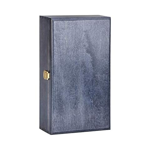 Double Bottle, Wooden Gift Box for Wine, Champagne or Whisky (Blue) Wine NOT Included Cover