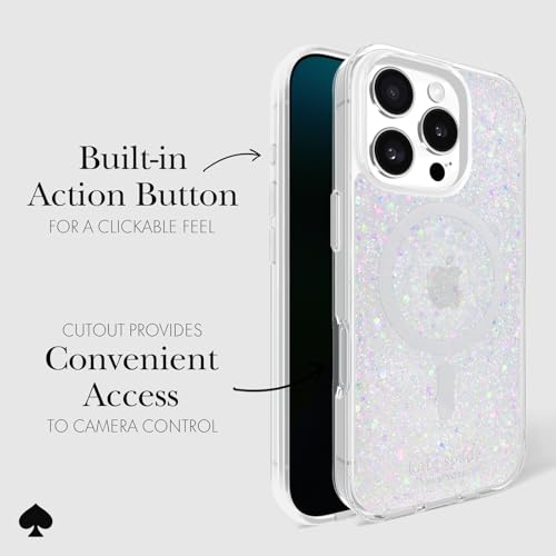 Image of kate spade new york iPhone 16 Pro Case - Chunky Glitter Iridescent | Compatible w /MagSafe - Lightweight Designer Case for iPhone 16 Pro w /Anti-Scratch Coating & Chunky Glitter Iridescent Design
