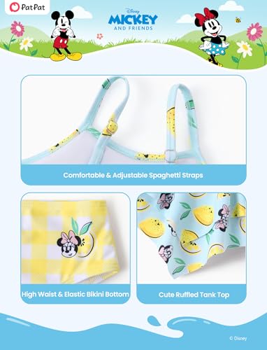 Image of Disney Frozen Elsa Stitch Moana Toddler Girls Two Pieces Ruffle Strap Bikini Top and Bottom Set Beach Swimsuit