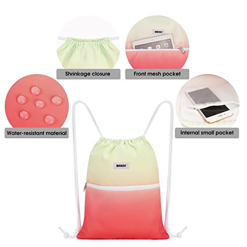 Image of WANDF Drawstring Backpack, Gym Sackpack for Sports (Red-Green Gradient) | Water-Resistant, Shopping, Yoga, Travel, Beach, Daily Carry