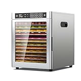 800 W Led-Handelstrockner, 10/12-Lagiger Lebensmittel-DöRrautomat, Edelstahl-Haushalts-DöRrautomat FüR GemüSe Und Rindfleisch, KüChenmaschine, Lebensmittel-DöRrautomat FüR Obst, Pilze 12layer-220V