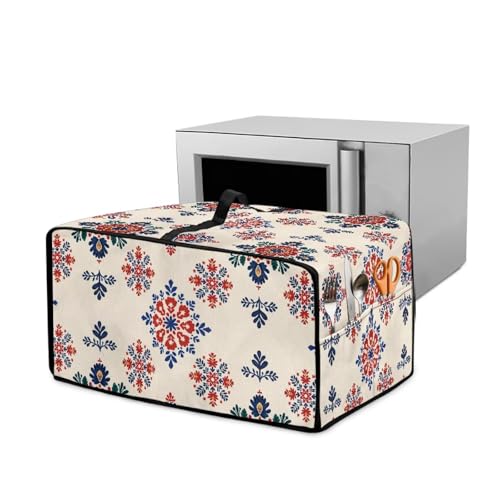 Wanyint Cubierta antipolvo para horno tostador, protector de tela lavable con asa de transporte y bolsillo de almacenamiento para decoración de cocina, talla M, floral vintage